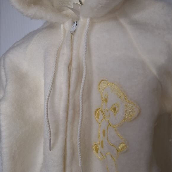 Vintage Quiltex Gnome Hooded Sleeper Fleece Zippie Teddy Bear Bunting Retro - Picture 7 of 13